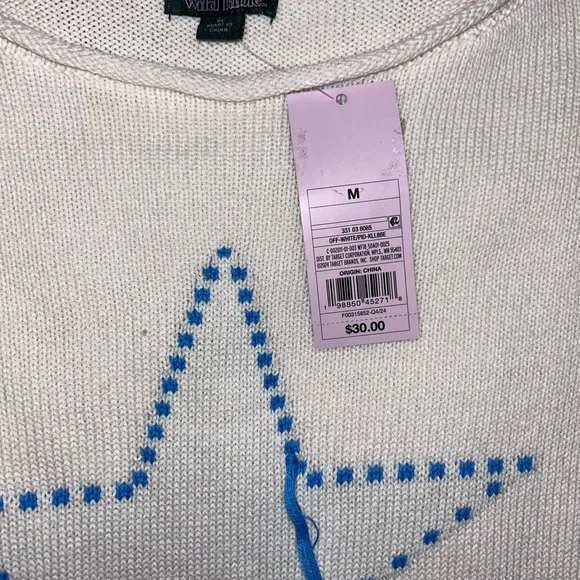 NWT Women's Wide Crewneck Americana Pullover Sweater - Wild Fable - Star, fringe - Picture 6 of 6